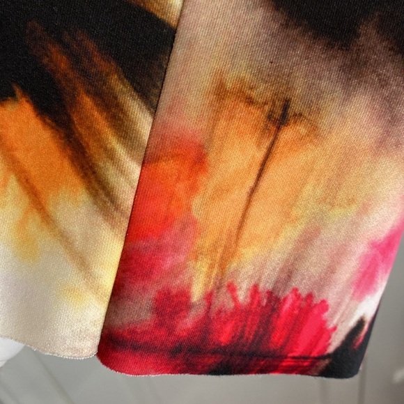 Milly Watercolor Multi Print Dress Criss Cross Back Statement Wedding Size 2 - Picture 4 of 11